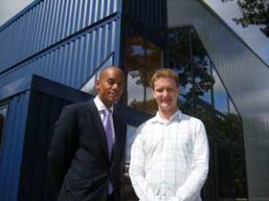 Chuka Umunna at Dunraven School with a former head boy