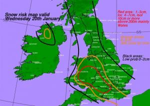 Several centimetres of snow are expected to hit the town from midday