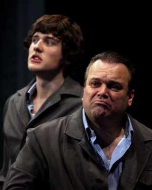Close to tears: Shaun Williamson as Fletcher and Daniel West as Godber