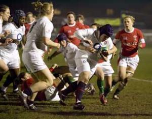 Action from England women's victory over Wales. Galvineyes/Mark Greenwood