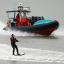 Christine Bleakley begins her challenge to water-ski across the English Channel