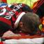 David Beckham is injured during the Serie A soccer match between AC Milan and Chievo (AP)