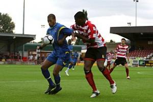 Friendly fire: Delano Sam-Yorke on the ball in the 2-0 win over Kingstonian. Deadlinepix Amy Weston SP50858