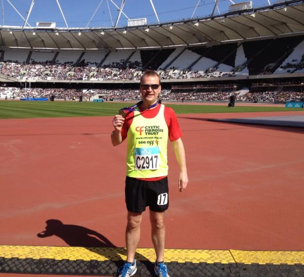 Jon Salmon at an event in the Olympic Stadium.