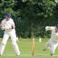 Nervous: Teddington batsman Chris Paget looks on nervously as Eastcote keeper Adam Rossington juggles an attempted catch during Saturday’s Middlesex County League Premier Division clash in windy conditions at Bushy Park.