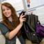 Grace Morris with her work - a customised handbag