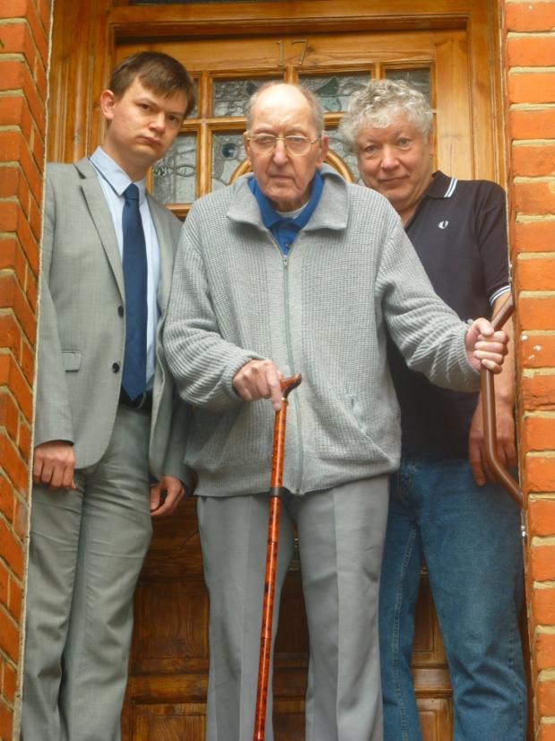 Clifford Higgins with son John, right, and Coun Alex Davies.