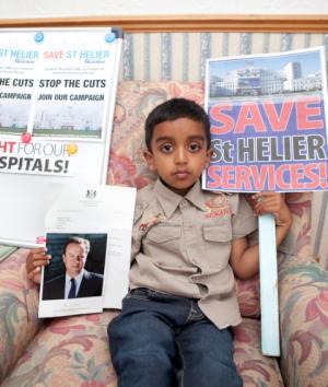 SUTT/HOSP: 5-year-old boy asks David Cameron not to close St Helier's vital services
