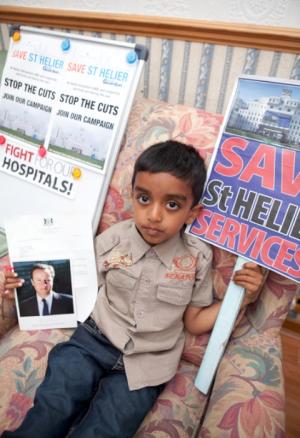SUTT/HOSP: 5-year-old boy asks David Cameron not to close St Helier's vital services