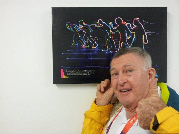 Students artwork admired by athletes in Olympic Village