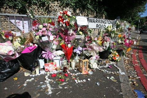Flowers and messages left at Warrington Road junctions with Duppas Hill Rd where Trevor Ellis shot
