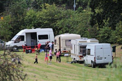 Travellers camped out in Long Meadow on Wednesday.