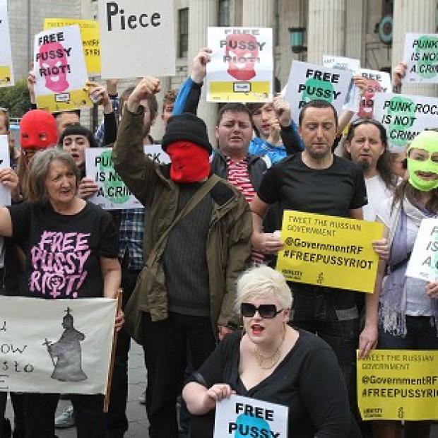 Demonstrators have been protesting after Pussy Riot were found guilty of hooliganism
