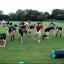 Putting their backs into it: Weybridge Vandals are put through their paces during pre-season training 	SP69710
