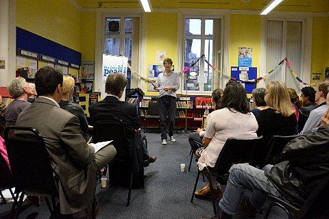 John-Paul Flintoff, author of 'How to Change the World,' gives a workshop at Streatham Library. Photo: Tim Ridley.