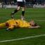 Down and out: Craig Watkins takes a quick breather in the FA Cup defeat to Bromley 		             SP68721