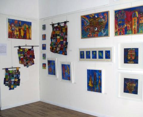 Lynda's Silk-paintings and Wall Hangings being exhibited in The UpGallery, Putney last year