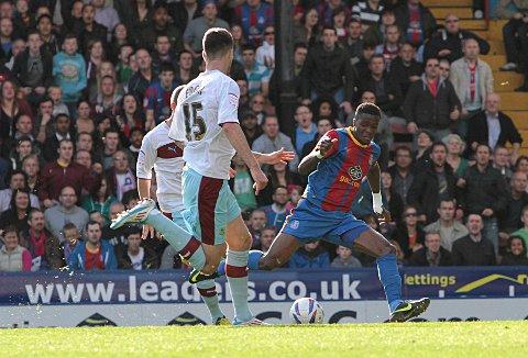 Opener: Wilfried Zaha hits the opening goal in Saturday's 4-3 win over Burnley