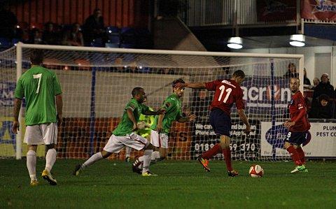 Familiar face: Returning hero Joel Ledgister takes aim on Tuesday night, but this shot was wide of the target
