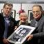 Chief executive of Fairfield Halls Simon Thomsett, Su Pollard and Frazer Ashford holding a picture of Su Pollard