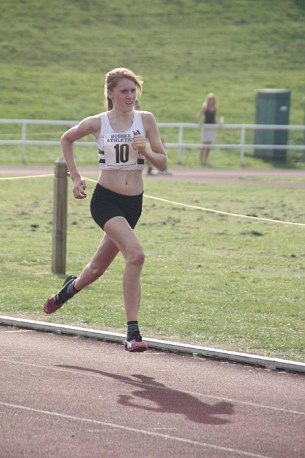 In the lead: Croydon Harrier Stevie Lawrence won the senior girls' cross-country title at the Croydon Schools championships