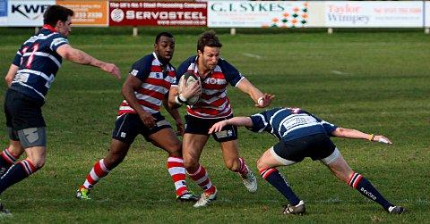 Hands off: Rosslyn Park’s Dom Shabbo was on form in the 30-25 win at Macclesfield on Saturday