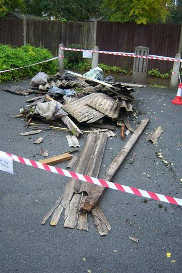 The pile of asbestos