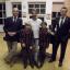 Chesney with Shrewsbury House headmaster Kevin Doble,  pupils Jonathan Cassens and Luca Wade, and head of music Benjamin Costello