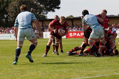 Leading the charge: Rob Anderson in pre-season action for Jersey against Leicester Tigers