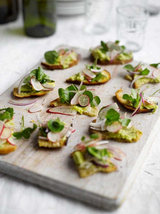 Toasted sourdough with avocado, radish and watercress