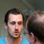 Facing the media hype: Midson chats to the slightly balding Tim Ashton of the Wimbledon Guardian                SP72285
