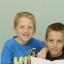 Ben Hurst, 10, and Joe Hurst, eight, design their cards