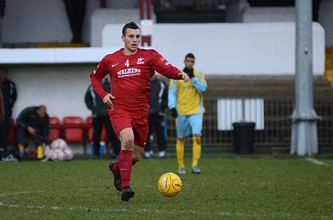 Streatham Guardian: 100 up: Robins' Luke Pigden makes his 100th appearance in a Robins' shirt in the December defeat to Canvey Island BT72641 Streatham Guardian: 100 up: Robins' Luke Pigden makes his 100th appearance in a Robins' shirt in the December defeat to Canvey Island BT72641