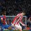 Teaser: Wilfried Zaha teases the Stoke City defence in a way only he knows how - but on this occasion he would not be able to make the breakthrough   SP72883