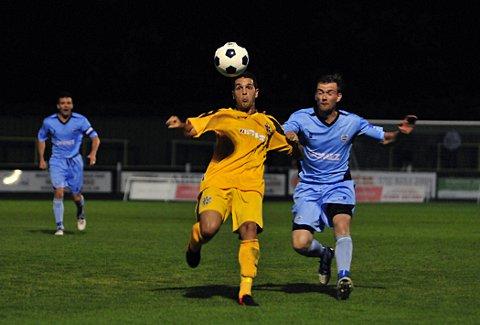 Deflection: The unfortunate Tom Kavanagh deflected the winning goal past Kevin Scriven in the Sutton goal SP69692