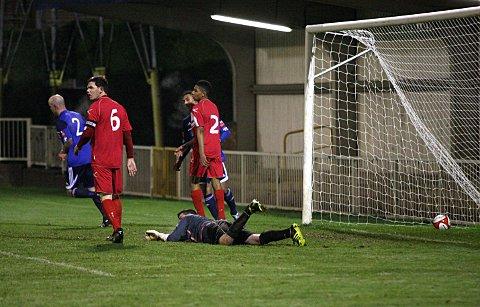 Opener: Steve Noakes wheels away to celebrate opening the scoring on Wednesday