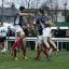Get in: Scottish players celebrate Andy Reay's opennig score agaisnt Bedford Blues
