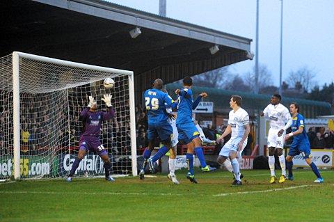 Close but not this time: Paul McCallum tests the Wycombe goalkeeper    SP72885