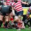 Try-tastic: Under this pile is Hugo Ellis, scoring one of his seven seven tries against Cambridge      Picture: David Whittam