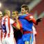 You and whose army? Andre Moritz and Jonathan Walters square up for a chat about the weather          Picture: Sentinel