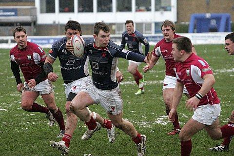 Happy man: Scottish scrum half Jamie Stevenson crossed the whitewash three times in Saturday's 32-0 win