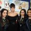Gizzi Erskine with 16-year-old twins Sharmin and Naheyan Gafoor and Karthica Satchi, also 16