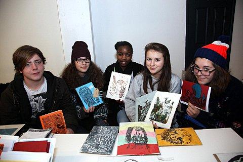 Brit School students with their work