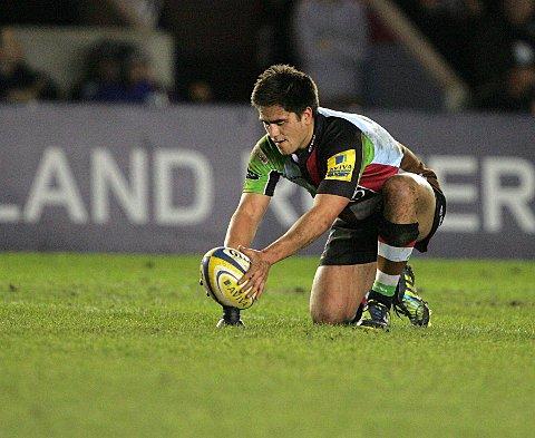 Man in control: Ben Botica's 100 per cent kicking record was the difference between Quins and Leicester Tigers     SP73019