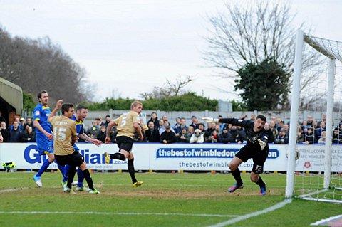Leveller: Jack Midson draws AFC Wimbledon level against Bradford City      SP73094