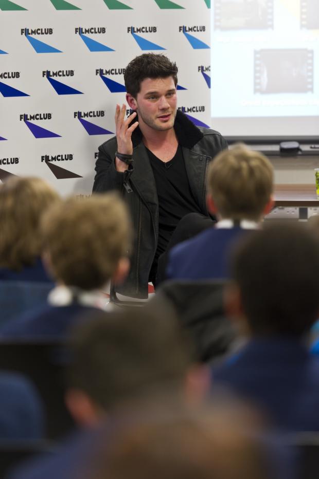 War Horse star Jeremy Irvine answers questions from pupils at Dunraven School in an event organised by education charity FILMCLUB