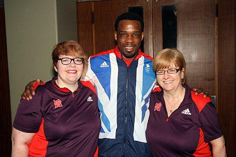 Golden boy: Winston Gordon pictured with Olympic volunteers Jayne Mitchell and Liz Gibson at the recent Wandsworth Sport Awards