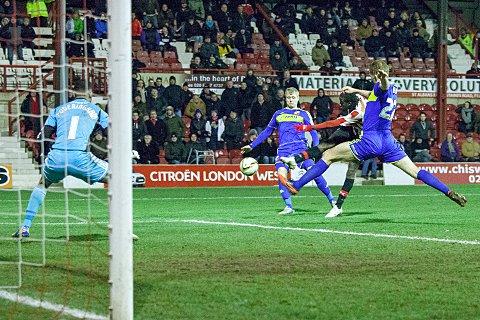 BANG: Clayton Donaldson turns the scoreline on its head with the winner over Swindon on Tuesday night     BT74691