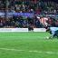 PENALTY: The dangerous Donaldson is up-ended for the Bees penalty that San Saunders buried    BT74691