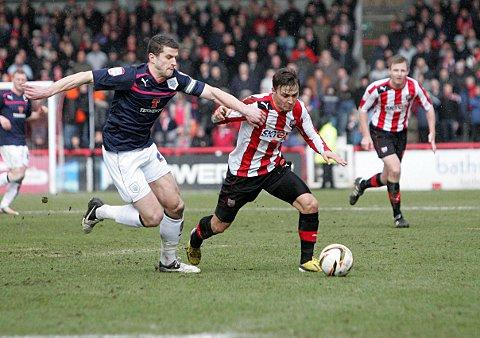 Midfield maestro: Sam Saunders had Girffin Park rocking on Saturday when he buried the injury time penalty against Preston North End SP74839